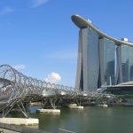 :The Helix Bridge and Marina Bay Sands Hotel,